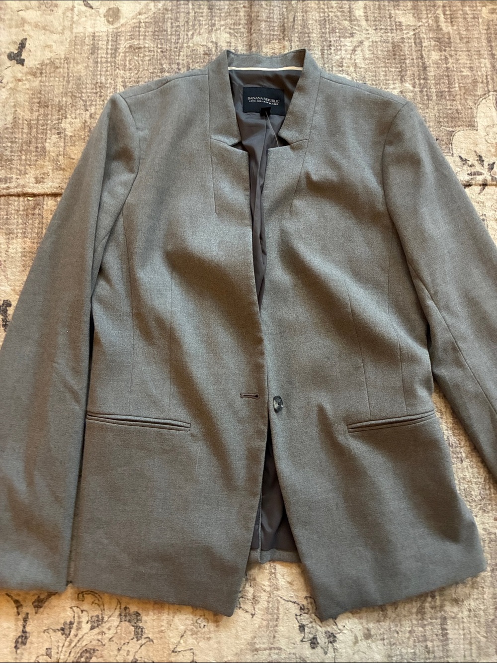 Banana Republic Gray Single-Button Blazer Notched Collar NWT